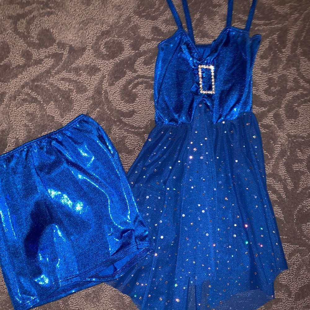 Blue dance costume with shorts